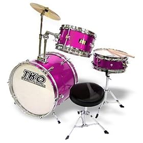 TKO 3-Piece Junior Children's kids Drum Set with Seat - PINK** by 