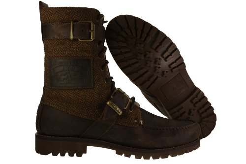 Polo Ralph Lauren Men's Radbourne Shearling Lace-Up Boot,Dark Brown/Brown,7.5 M US