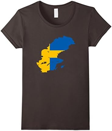 Women's Sweden National Flag Swedish Map Silhouette T-Shirt Medium Asphalt