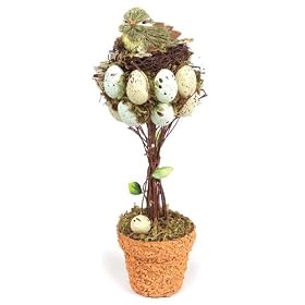 Pack of 4 Potted Artificial Egg/Bird Nest Spring Easter Topiary Tree 14.5