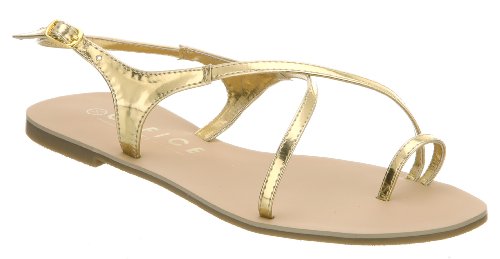 Office Hands Up Strippy Sandal Gold Patent Pu - 8 Uk