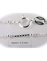 Sterling Silver 1.1mm Box Nickel Free Chain with Beads Station Italy