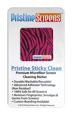 Pristine Sticky Clean - Microfiber Screen Cleaner Sticker for iPhones, smartphones, tablets and other electronic devices! (HOT Pink Zebra Print) ON SALE NOW!!