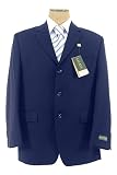 Ralph Lauren Mens Single Breasted 3 Button Solid Navy Blue Wool Suit - Size 40R