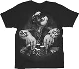 Popeye Urban Poker Black Adult T-shirt Tee