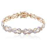 18k Yellow Gold Overlay Sterling Silver Diamond Accent Bracelet, 7.25