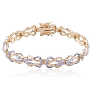 Buy 18k Yellow Gold Overlay Sterling Silver Diamond Accent Bracelet, 7.25 by Amazon.com Collection