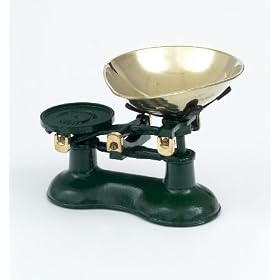 ICD Kitchen Scales in Cast Iron with Brass Scoop, Green