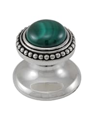 Vicenza Designs K1147 Gioiello  Round  Stone Insert  Style 8  Knob,  Malachite,  Small,  Antique Silver