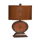 IMAGE OF Kichler Lighting 70680 Collage Burnished Copper 20.5-Inch Portable Desk Lamp, Cinnamon Oval with Beaded Medallion Hard Back Shade