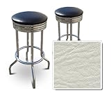 2 WhiteVinyl Custom Specialty Swivel Chrome 24"Bar Stools (Monterey Pearl W ....