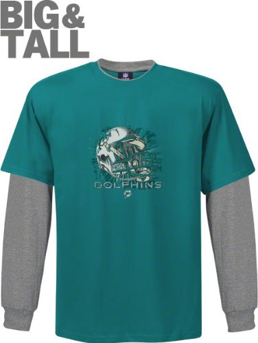 Miami Dolphins Big & Tall Helmet Long Sleeve 2-Fer Shirt