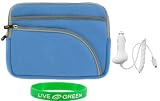 Non-OEM Amazon Kindle DX 9.7 Tri-Pocket Sleeve Case with Car Charger - Blue