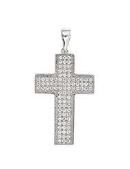 Iced Out Sterling Silver Cross Necklace Pendant with Natural Cubic Zirconia for Women