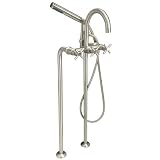 37-1/2 Freestanding Tub Faucet & Supplies w/o Shutoff Valves - Cross Handles - Brushed Nickel