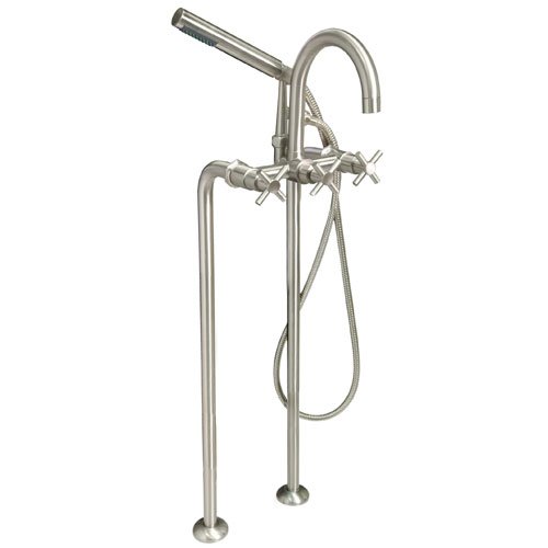 37-1/2 Freestanding Tub Faucet & Supplies w/o Shutoff Valves - Cross Handles - Brushed Nickel
