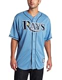MLB Men's Tampa Bay Rays Evan Longoria Columbia Short Sleeve 6 Button Synthetic Replica Baseball Jersey  (Columbia, X-Large)