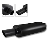 Universal 3 Slanted Tip Full Black Ceramic Coated T-304 Stainless Steel Weld On Exhaust Muffler with 2.5 Inlet