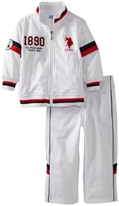 U.S. Polo Assn. Boys 2-7 Track Jacket and Pant, White, 4T