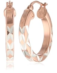 Rose Goldtone Finish Silver Square Tube Hoop Earrings