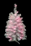 2' Shimmering White Iridescent Pre-Lit Artificial Christmas Tree - Pink Lights