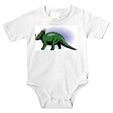 Onesie with triceratops, green, walking, dinosaur, prehistoric