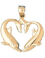 Dazzlers Solid 14 karats gold Dolphin Heart Charm Pendant Available in three colors from jewelsberry (weights: 4.4 grams only)