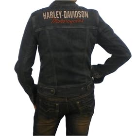 Ladies Harley Davidson Racing blue logo design denim jacket.Classic large logo design on... by Harley-Davidson