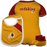 Washington Redskins Infant Baby Creeper Bib Booties Set 18 Month