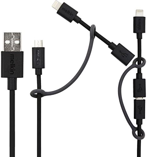 melkin 3FT/0.9M [2-in-1 Dual Connectors] Lightning to Micro USB Sync &amp; Charge Cable Cord for iPhone, Samsung, HTC , Google Nexus, Kindle Fire and More (Black)
