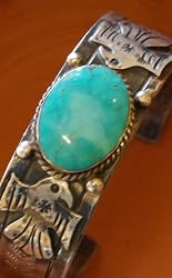 OLD PAWN STERLING & TURQUOISE STONE