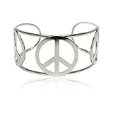 Silvertone Peace Mark Cuff Bangle Bracelet Fashion Jewelry