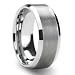 Tungsten Carbide Men's Ladies Unisex Ring Wedding Band 8MM (5/16 inch) Flat Step Brushed Finish Band Comfort Fit (Available in Sizes 8 to 12) size 10