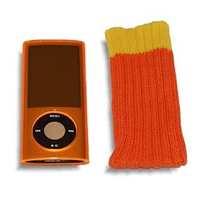New 5th Generation Orange Crystal Case Hard Cover & Orange Sock for New Apple iPod 5G Nano with Camera 5th Gen 8GB & 16GB (Sep 2009)