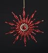 Asian Fusion Red Glitter Twisted Starburst Snowflake Christmas Ornament 6"