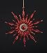 Asian Fusion Red Glitter Twisted Starburst Snowflake Christmas Ornament 6"