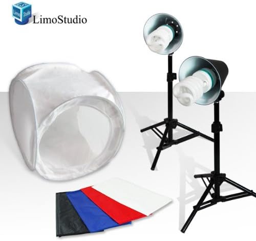 LimoStudio Photography Photo Studio 30" Table Top Light Tent Kit with 4 Backgrounds - White Black Blue Red, AGG379V3