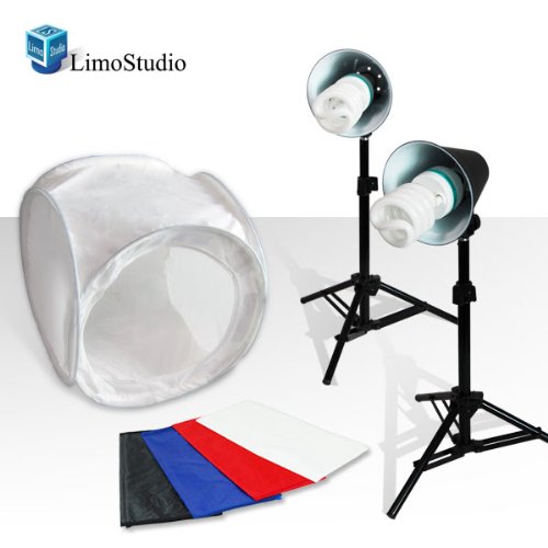 LimoStudio Photography Photo Studio 30" Table Top Light Tent Kit with 4 Backgrounds - White Black Blue Red, AGG379V3
