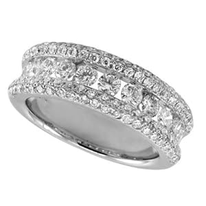 14k 1.64 Dwt Diamond White Gold M. Pave Band Ring - JewelryWeb
