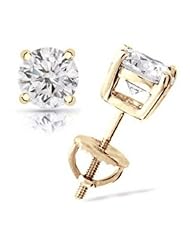 0.9 cttw 14k Yellow Gold Diamond Mens Round Studs (Real Diamonds: 0.9 cttw)
