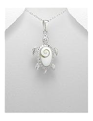 Turtle Shell Pendant Necklace In 92.5 Sterling Silver