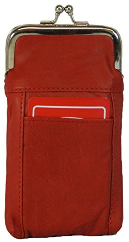 Womens Leather Cigarette Case with Large Pocket for Refillable Lighter (Red)