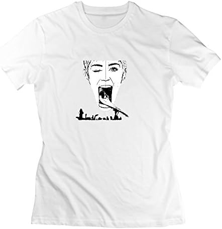 Crew Neck Miley Ray Cyrus Smiler Funny Diva T Shirts For Women M White