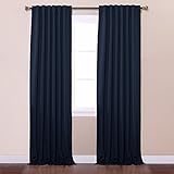 Best Home Fashion Thermal Insulated Blackout Curtains - Back Tab/ Rod Pocket - Navy - 52"W x 96"L - No Tiebacks - (Set of 2 Panels)