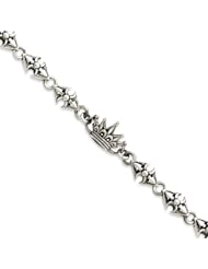 Sterling Silver Antiqued Crown Bracelet - 7.75 Inch