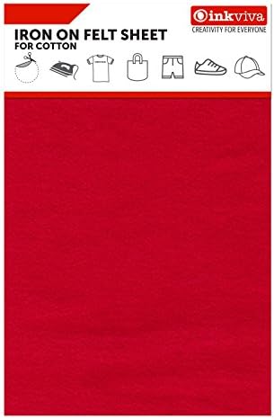 Iron on Soft Felt Material S26 Applique Fabric Sheet (1.5mm) for Cotton - 2 Sheets Package (Santa Red)