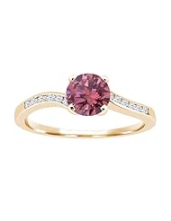 0.89 Ct Round Pink Diamond White Topaz 14K Yellow Gold Ring