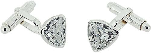 Jakob Strauss Gents Sterling Silver Clear Rhinestone Triangle Cufflinks