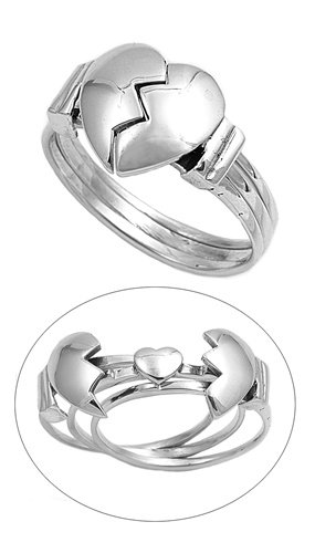 STERLING SILVER Broken Heart Ring SIZES 6-9