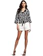 Chaus Womens Graphic Ikat Drawstring Waist Jacket